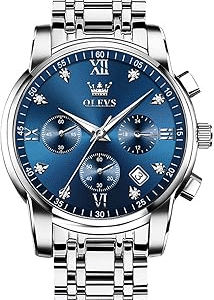 OLEVS Men's Stainless Steel Chronograph Watch, Big Face