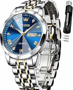 OLEVS Watch for Men Diamond Business Dress Analog Quartz